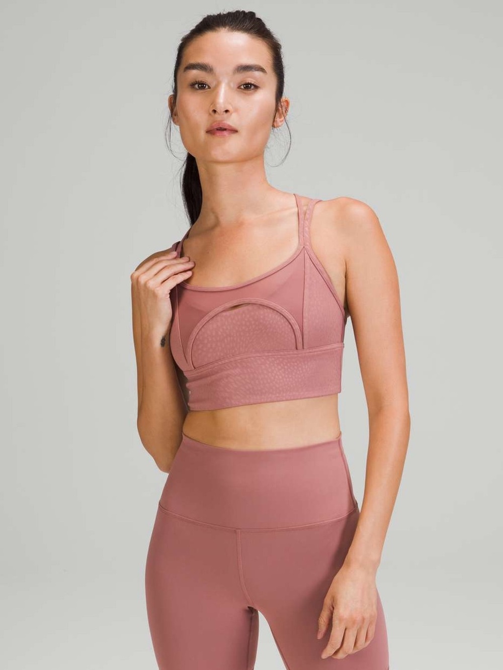 Lululemon Nulu and Mesh Yoga Bra Jewel Emboss Spiced Chai / Spiced Chai